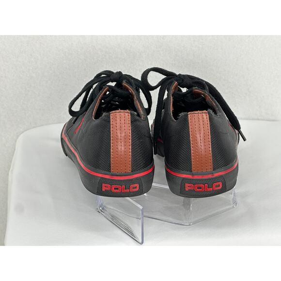 Polo by Ralph Lauren Cantor Low Black w/Red Trim Canvas Sneakers Size 10.5 D - Picture 3 of 7